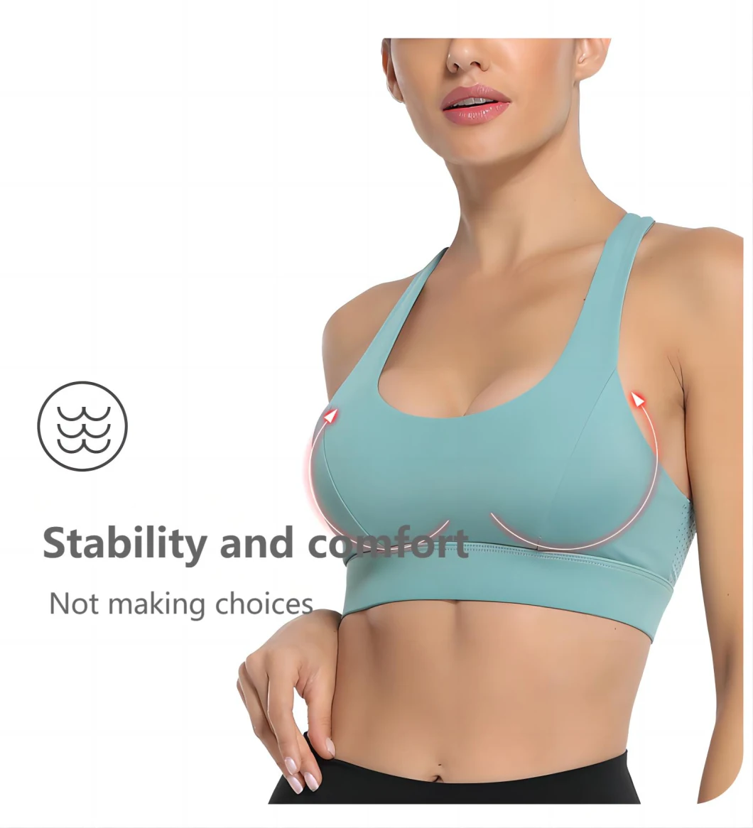 New Women Fashionable Sexy Yoga Fitness Bra Scoop Neckline Active Workout Sports Bra with Pads