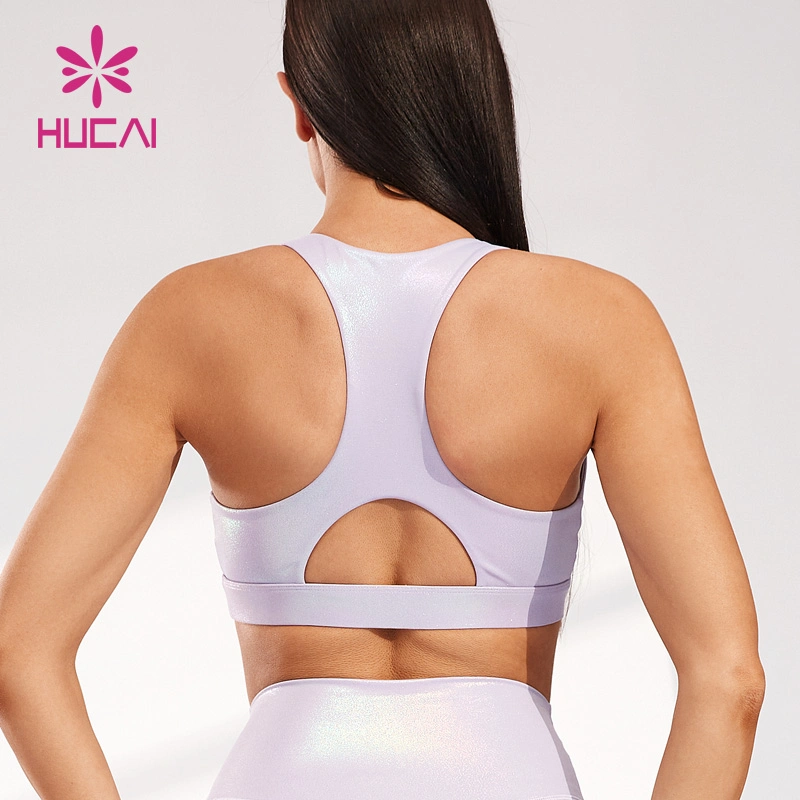 OEM ODM Unique Design Women Gym Fashionable Wholesale Fitness Clothing Manufaturer Custom Hollow out Sports Pearl Fabric Yoga Bra