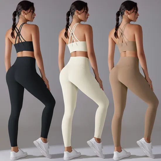 Custom Women Grained Black Sexy Mesh Racer Back Sport Yoga Fitness Bra&Pants Sets