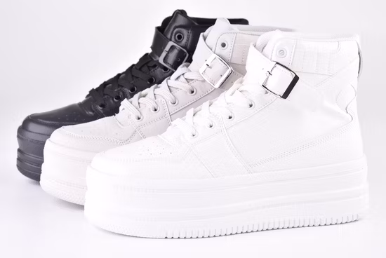 High Top Women′s Fashion Skateboard Shoes Casual Platform Sneakers Beige