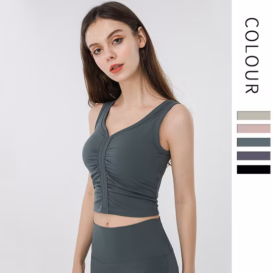 Custom Cheap Front Zip Fitness Gym Tops Comfortable Sports Workout Yoga Bra for Women