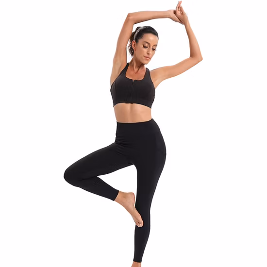 Factory Wholesale Hot Sexy Zip Front Activewear Sports Bra for Women, Custom Logo Sexy Hollow Back Wireless Bra with Removable Cups Zipper Yoga Top Bras