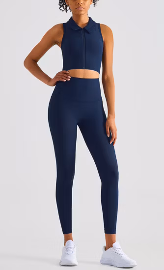 2022 New Yoga Underwear Front Zipper Shock Absorption Gather Running Vest Women Polo Collar Sports Bra